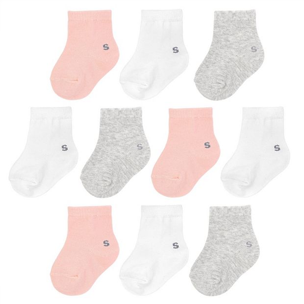 Baby Girl Jumping Beans® 10-pk. Solid Crew Socks