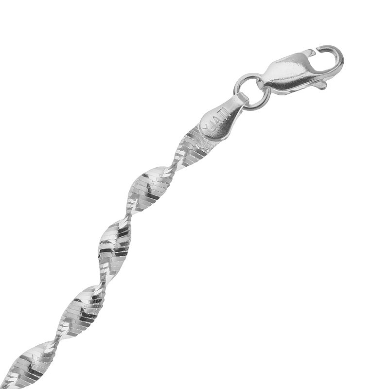 Sterling Silver Butterfly-Twist Bracelet, Womens, Size: 7, Grey