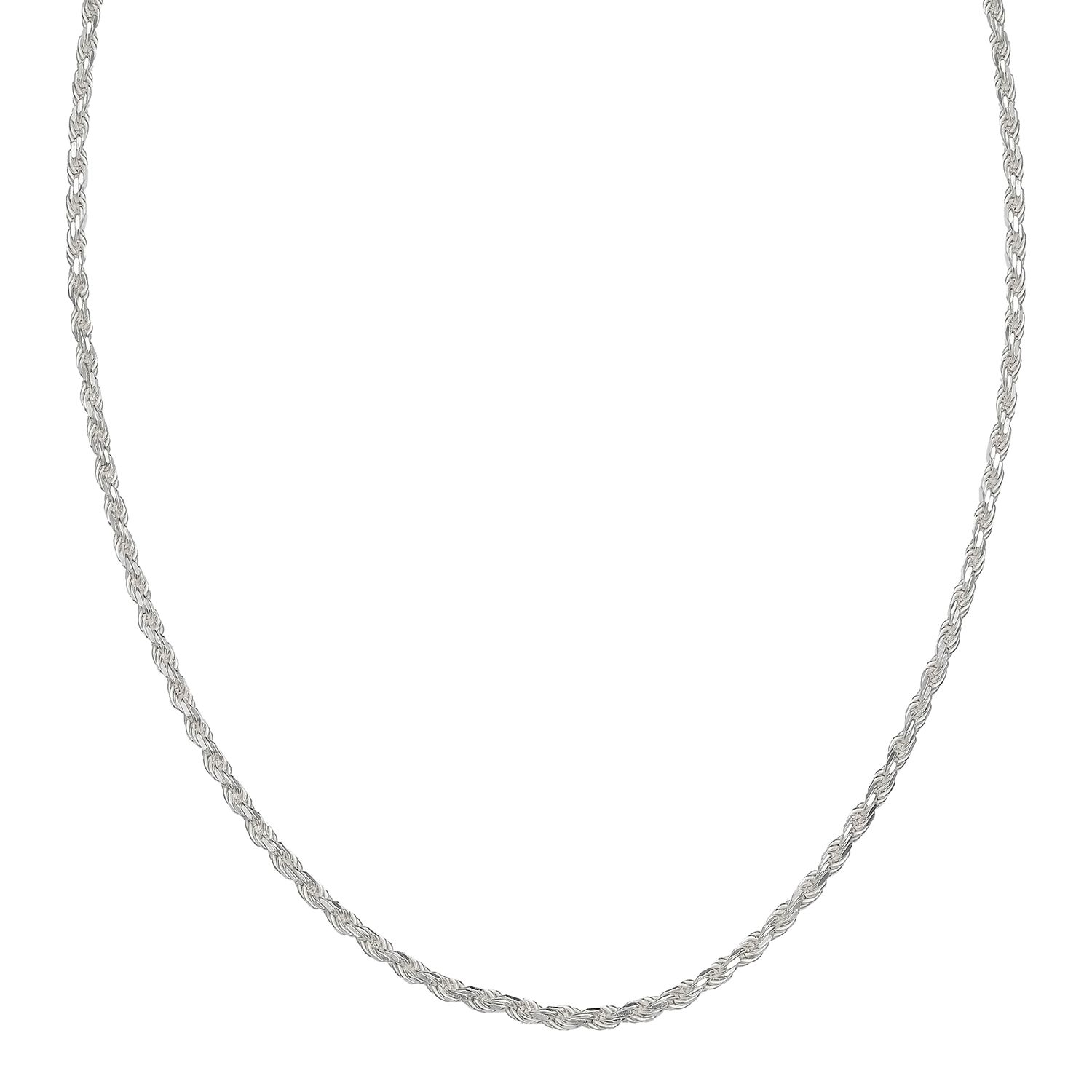 PRIMROSE Sterling Silver Diamond-Cut Rope Chain Necklace