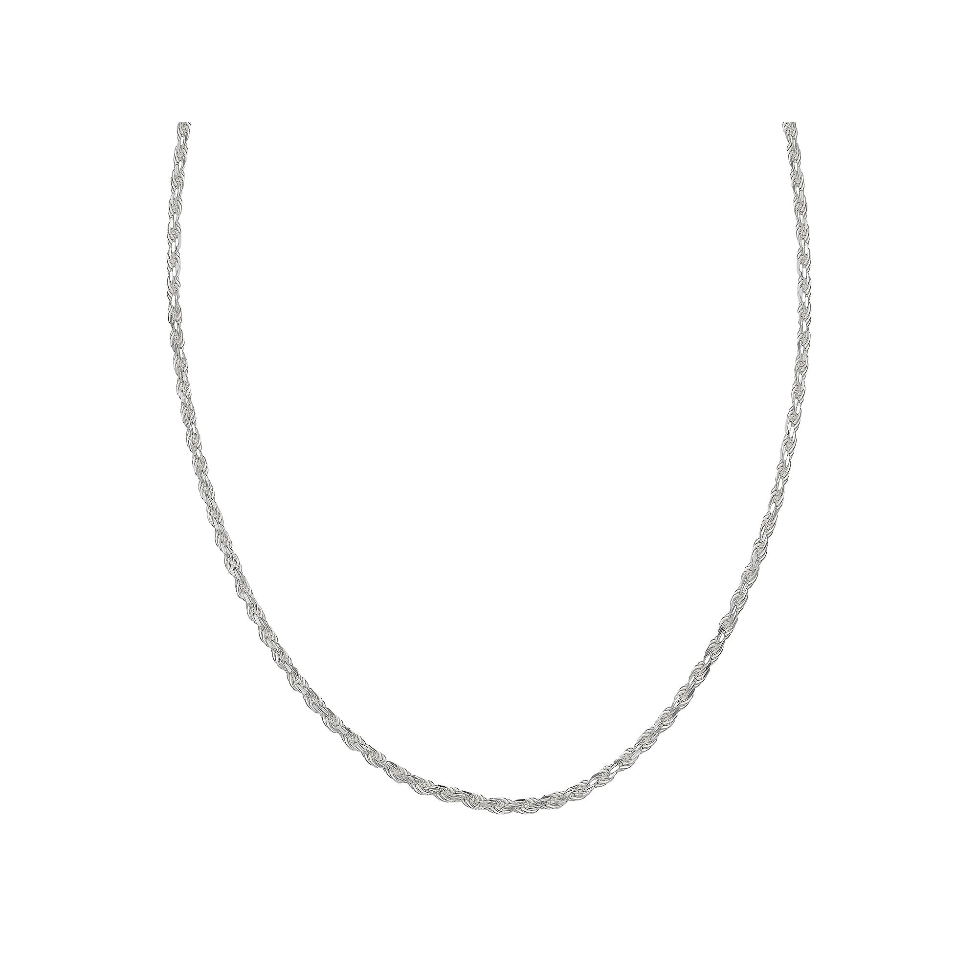 PRIMROSE Sterling Silver Diamond-Cut Rope Chain Necklace, Womens, Size: 1
