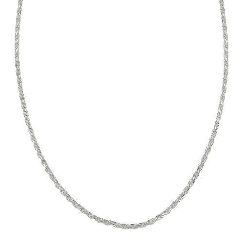 PRIMROSE Sterling Silver DiamondCut Rope Chain Necklace