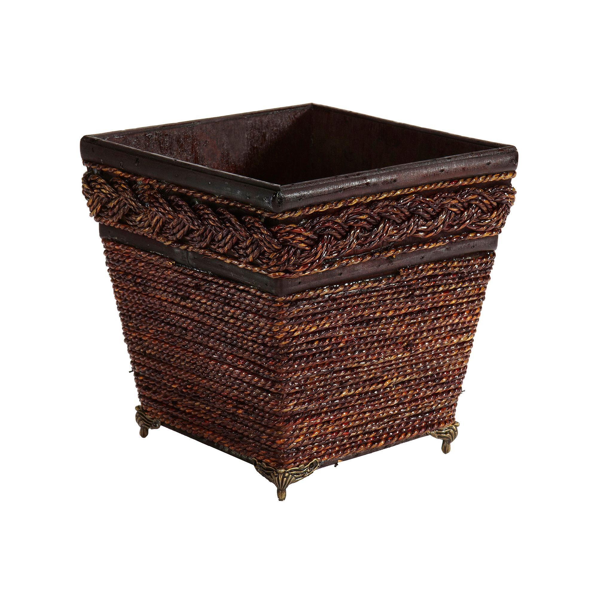 nearly natural Lacquered Braided Decorative Planter, Brown