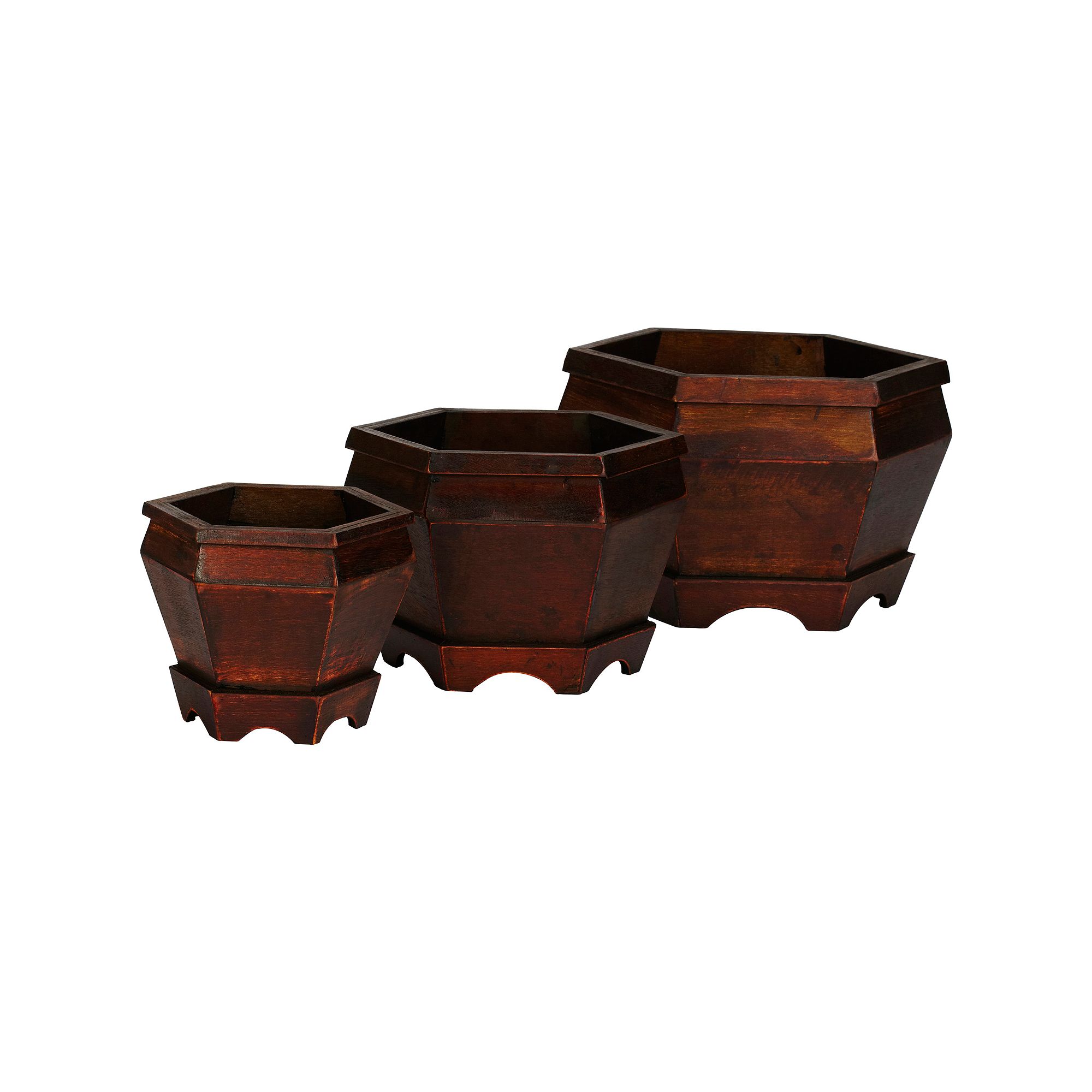 nearly natural 3-pc. Hexagon Decorative Planter Set, Red