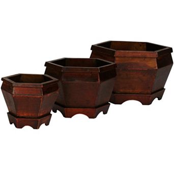 nearly natural 3 pc Hexagon Decorative Planter Set