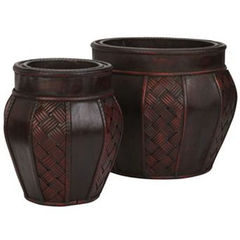 nearly natural 2 pc Weave Decorative Planter Set