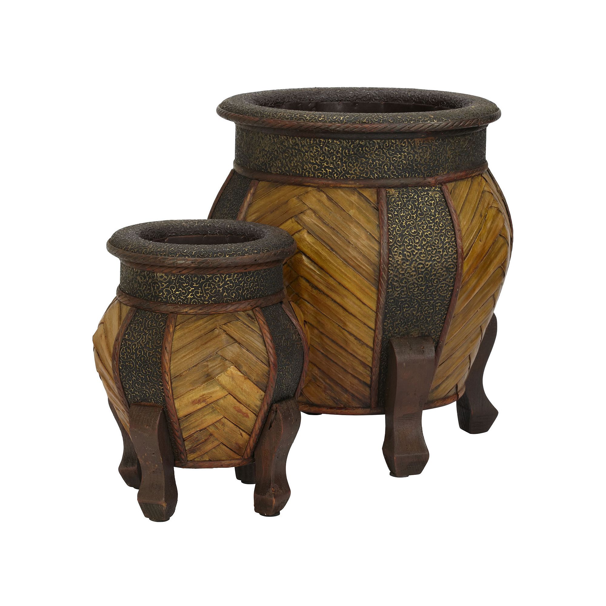 nearly natural 2-pc. Round Decorative Planter Set, Brown