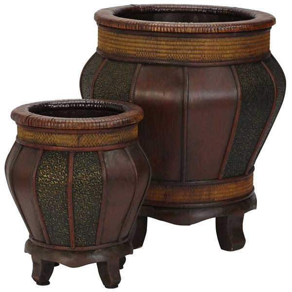 nearly natural 2pc. Round Decorative Planter Set
