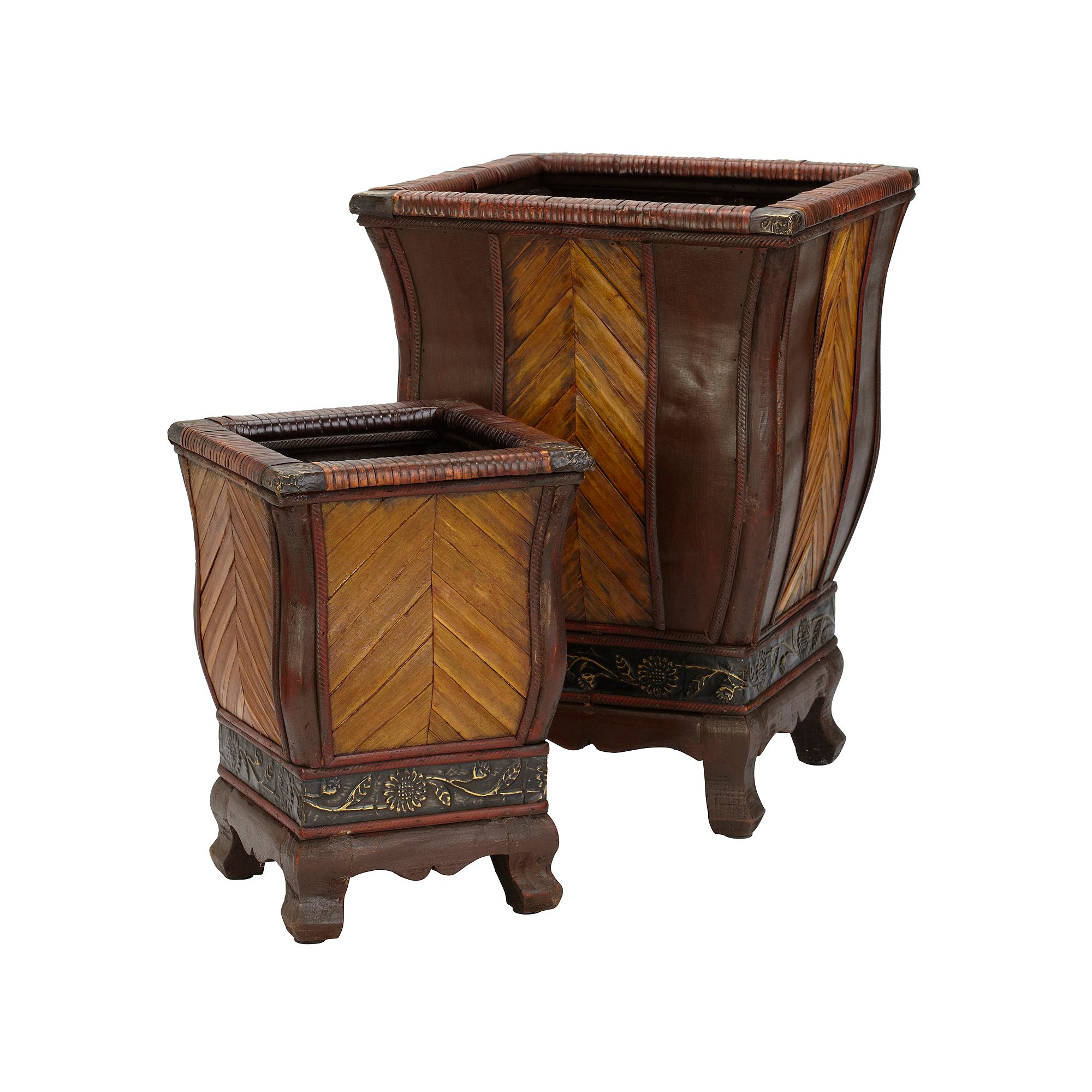 nearly natural 2-pc. Floral Decorative Planter Set, Brown