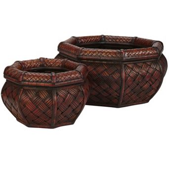 nearly natural 2 pc Weave Decorative Planter Set
