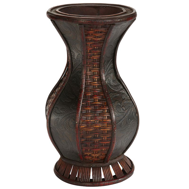 nearly natural Weave and Leaf Decorative Urn, Brown