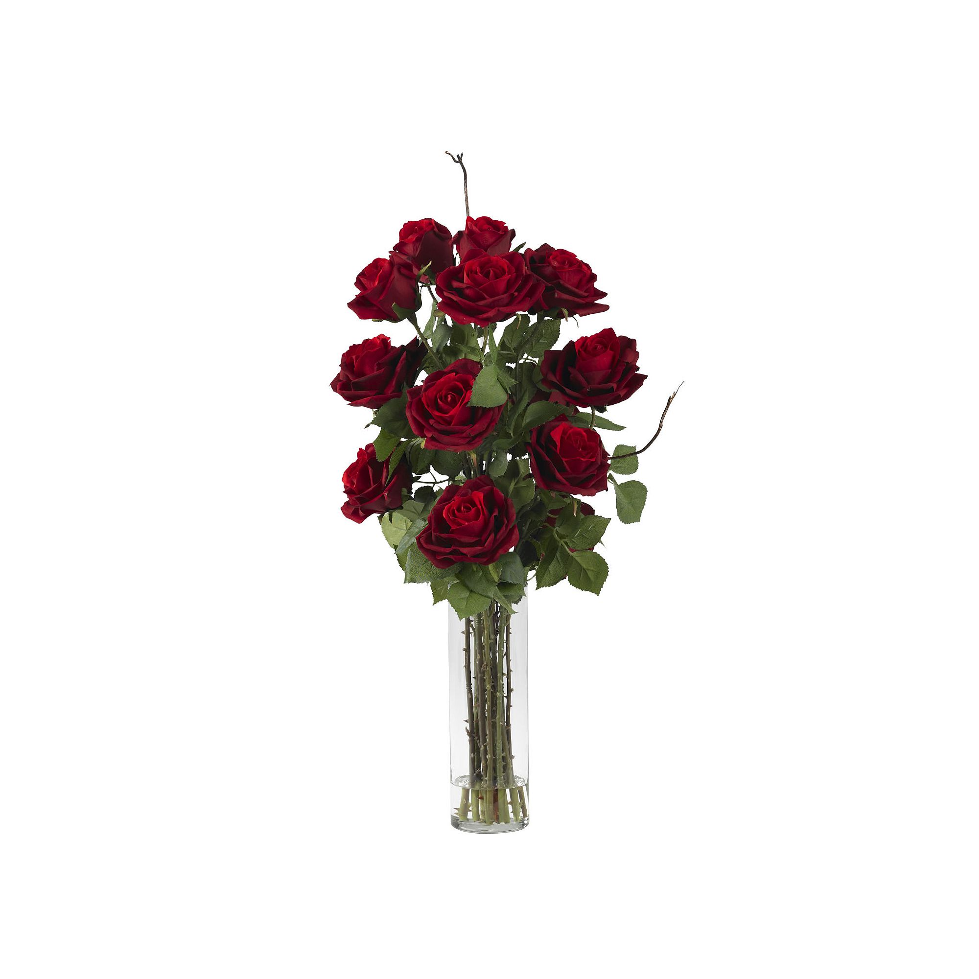 nearly natural Liquid Illusion Silk Rose Floral Arrangement, Red