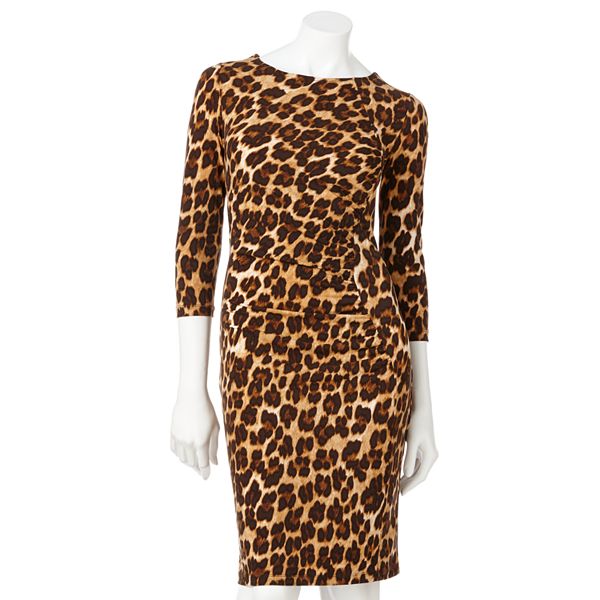 Women s Jennifer Lopez Leopard Ruched Sheath Dress