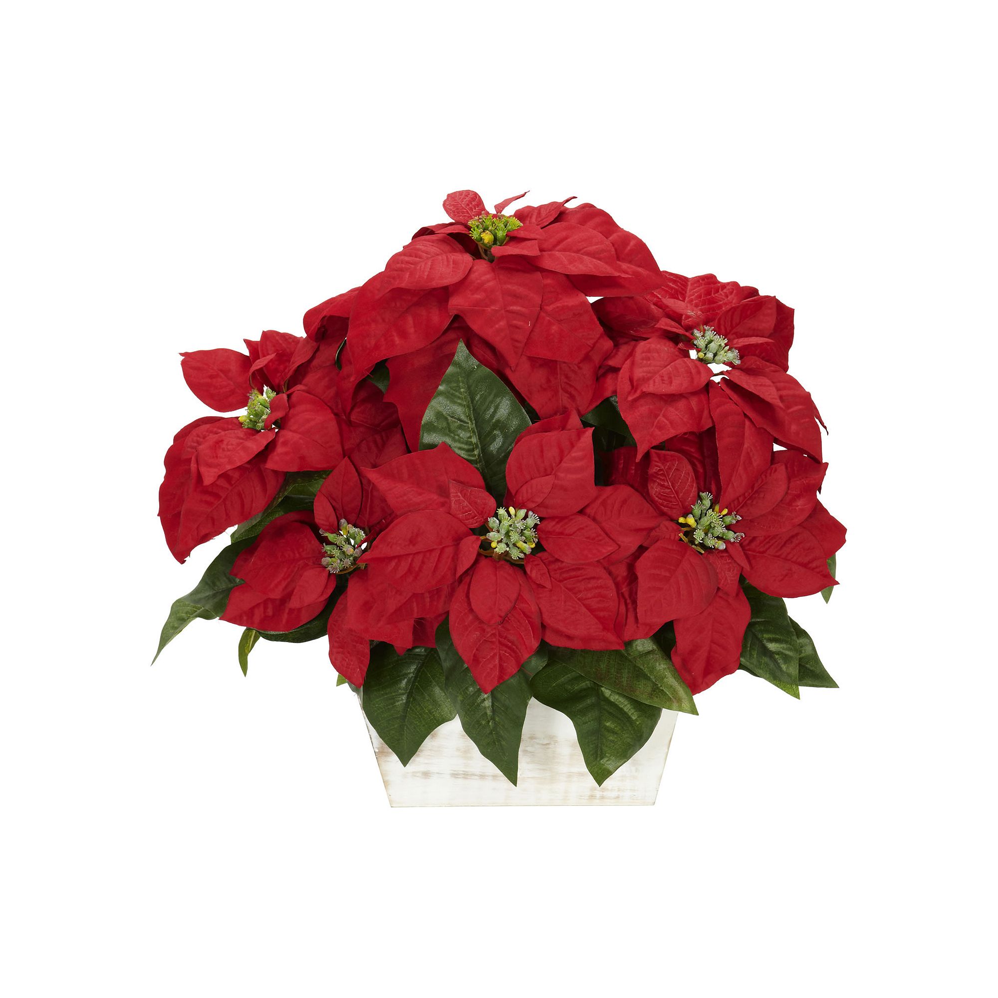 nearly natural Silk Poinsettia Floral Arrangement, Red