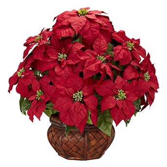 nearly natural Silk Poinsettia Floral Arrangement