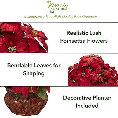 nearly natural Silk Poinsettia Floral Arrangement