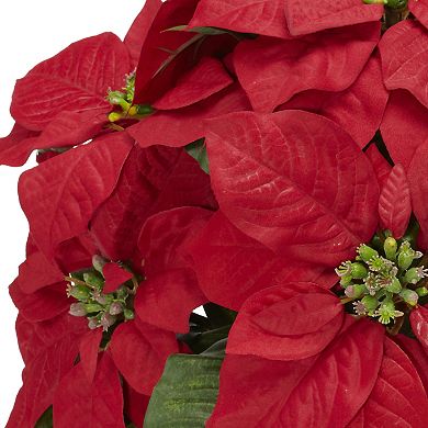 nearly natural Silk Poinsettia & Ceramic Vase Floral Arrangement