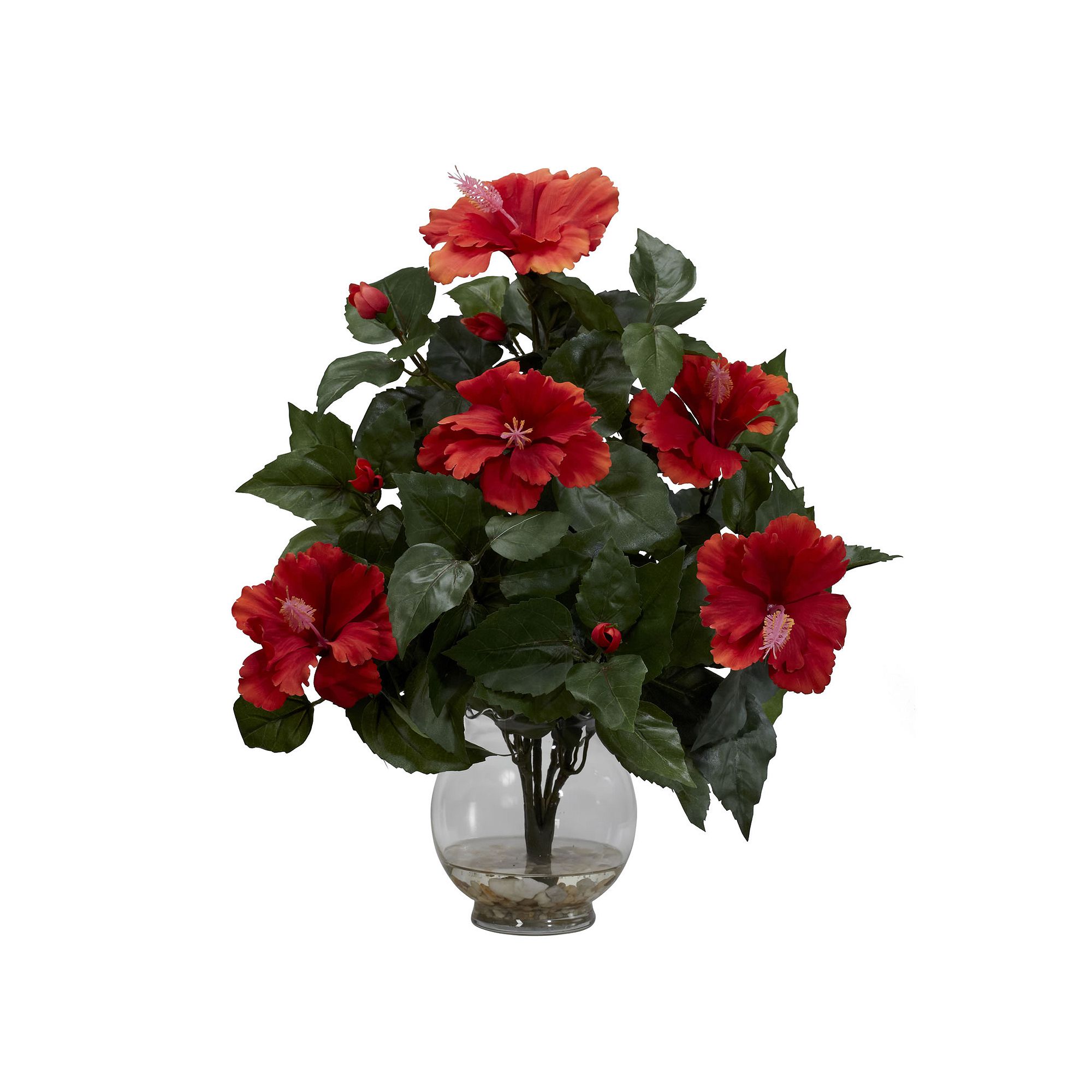 nearly natural Liquid Illusion Silk Hibiscus Floral Arrangement, Orange
