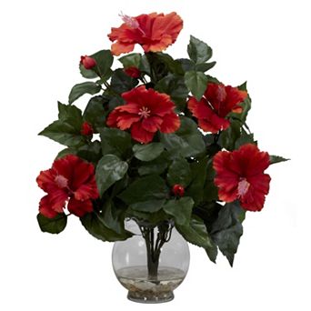 nearly natural Liquid Illusion Silk Hibiscus Floral Arrangement