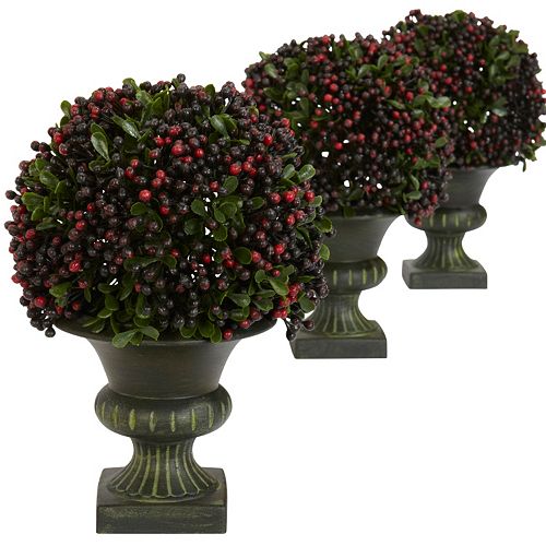 nearly natural 3-pc. Pepper Berry Topiary Plant Set