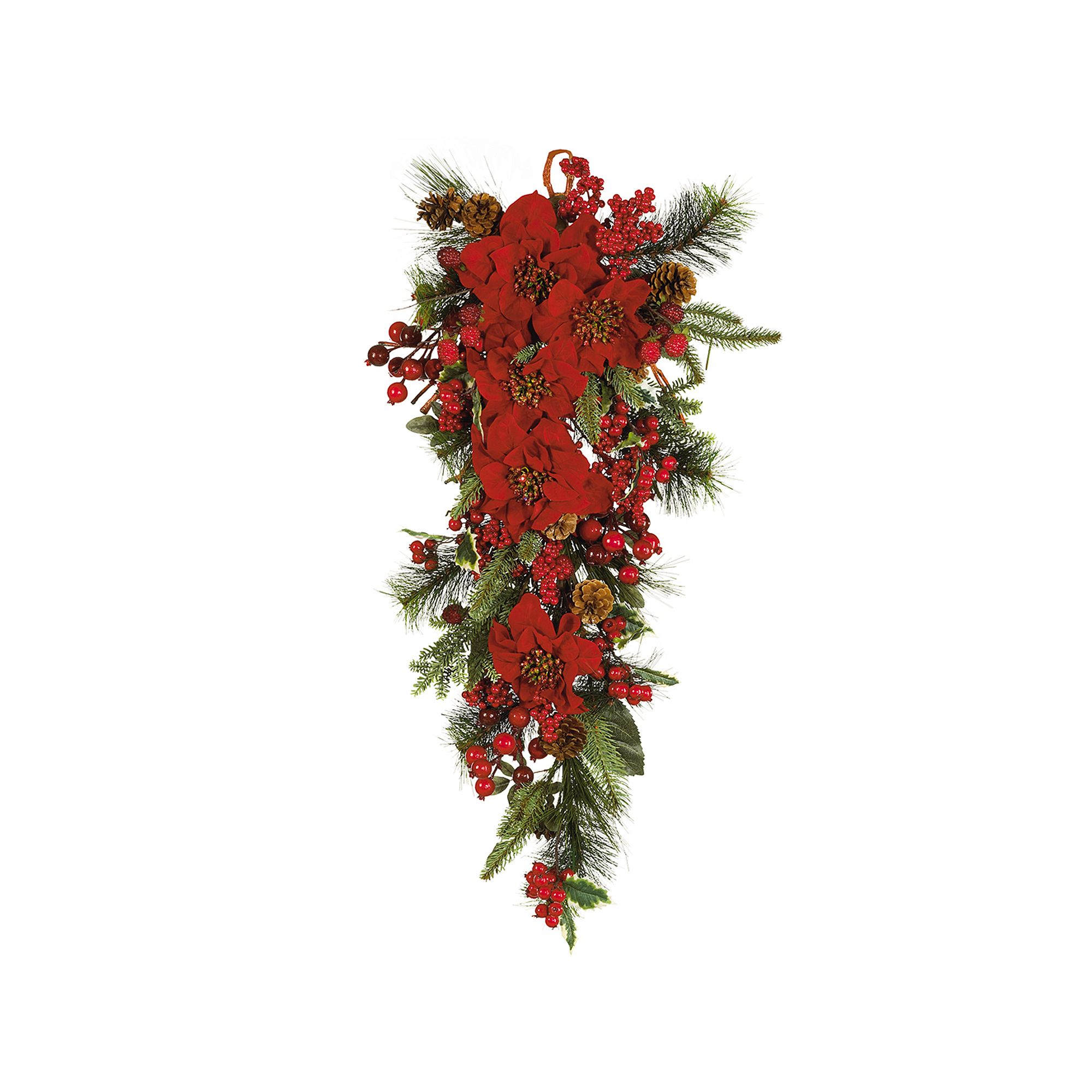 nearly natural Poinsettia Holiday Hanging Arrangement, Red