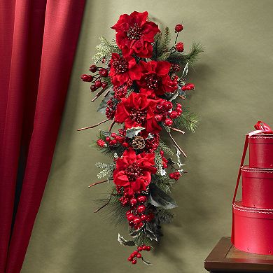 nearly natural Poinsettia Holiday Hanging Arrangement