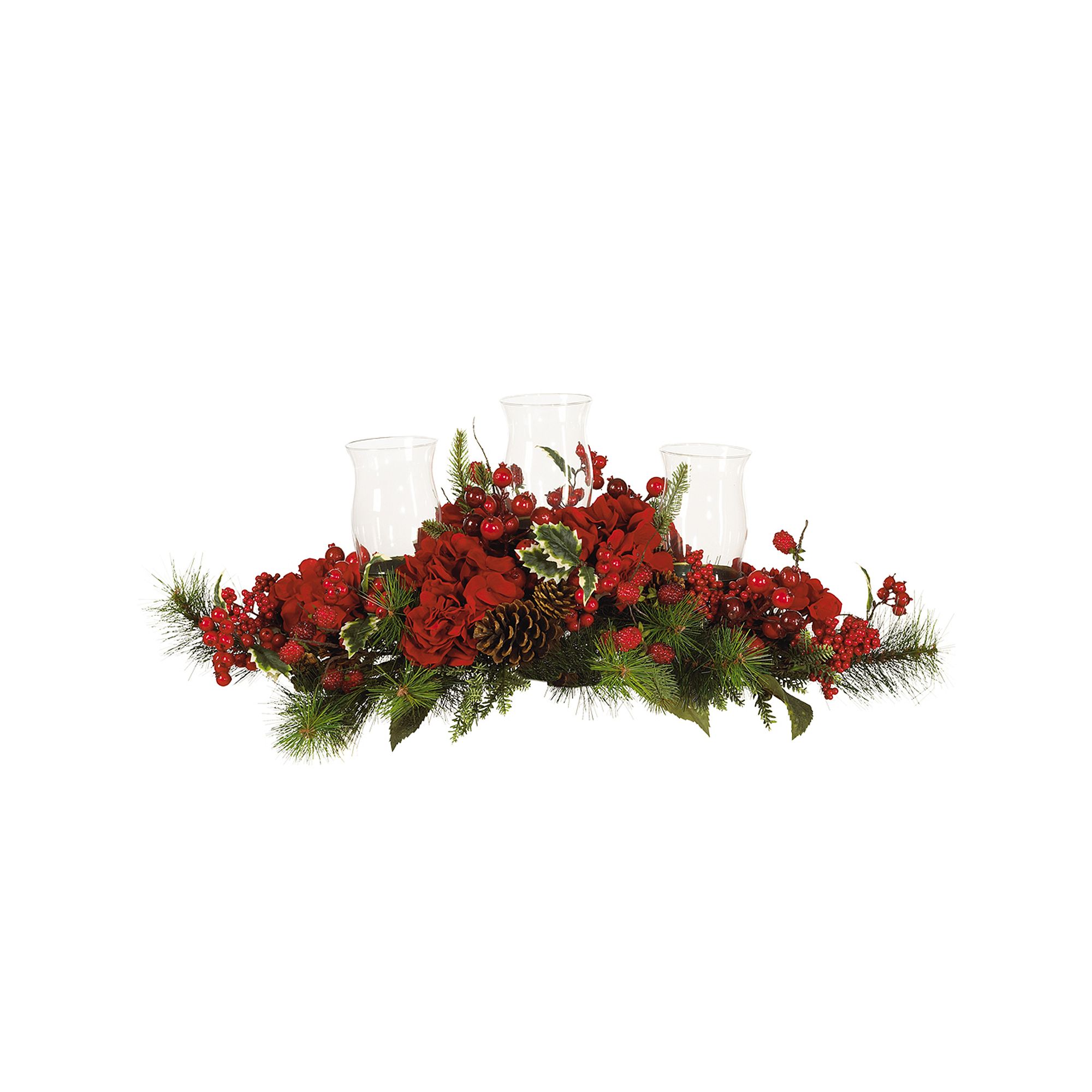 nearly natural Hydrangea Christmas Candelabrum Centerpiece, Red