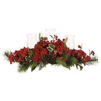 nearly natural Hydrangea Christmas Candelabrum Centerpiece