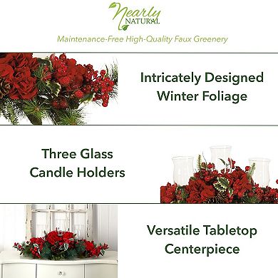 nearly natural Hydrangea Christmas Candelabrum Centerpiece