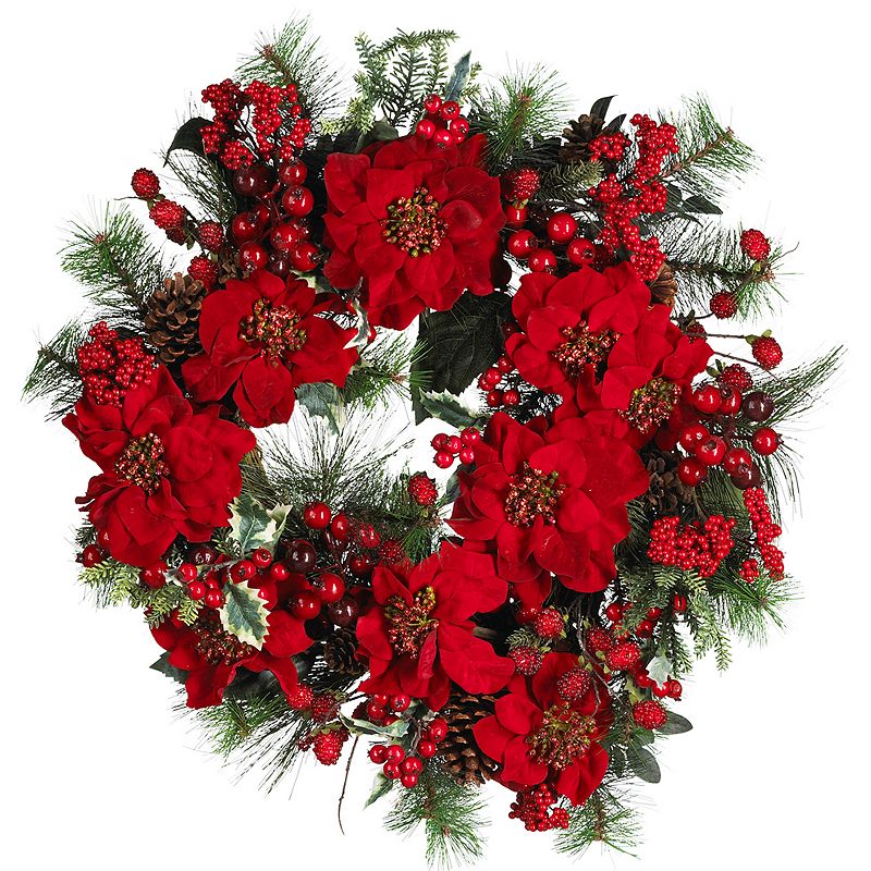 nearly natural Poinsettia Wreath, Red