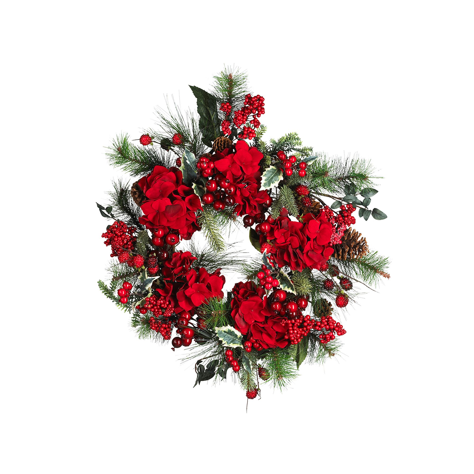 nearly natural Hydrangea Holiday Wreath, Red