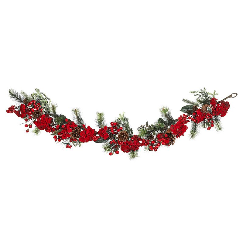 nearly natural Hydrangea Holiday Garland, Red
