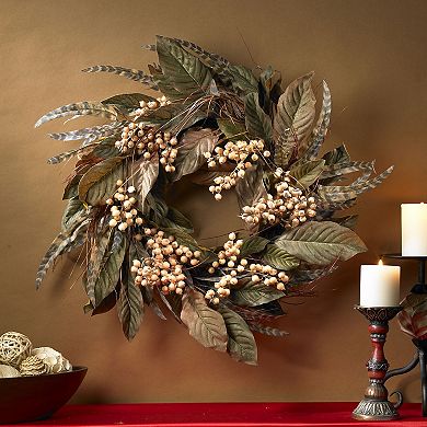 nearly natural Feather and Berry Wreath