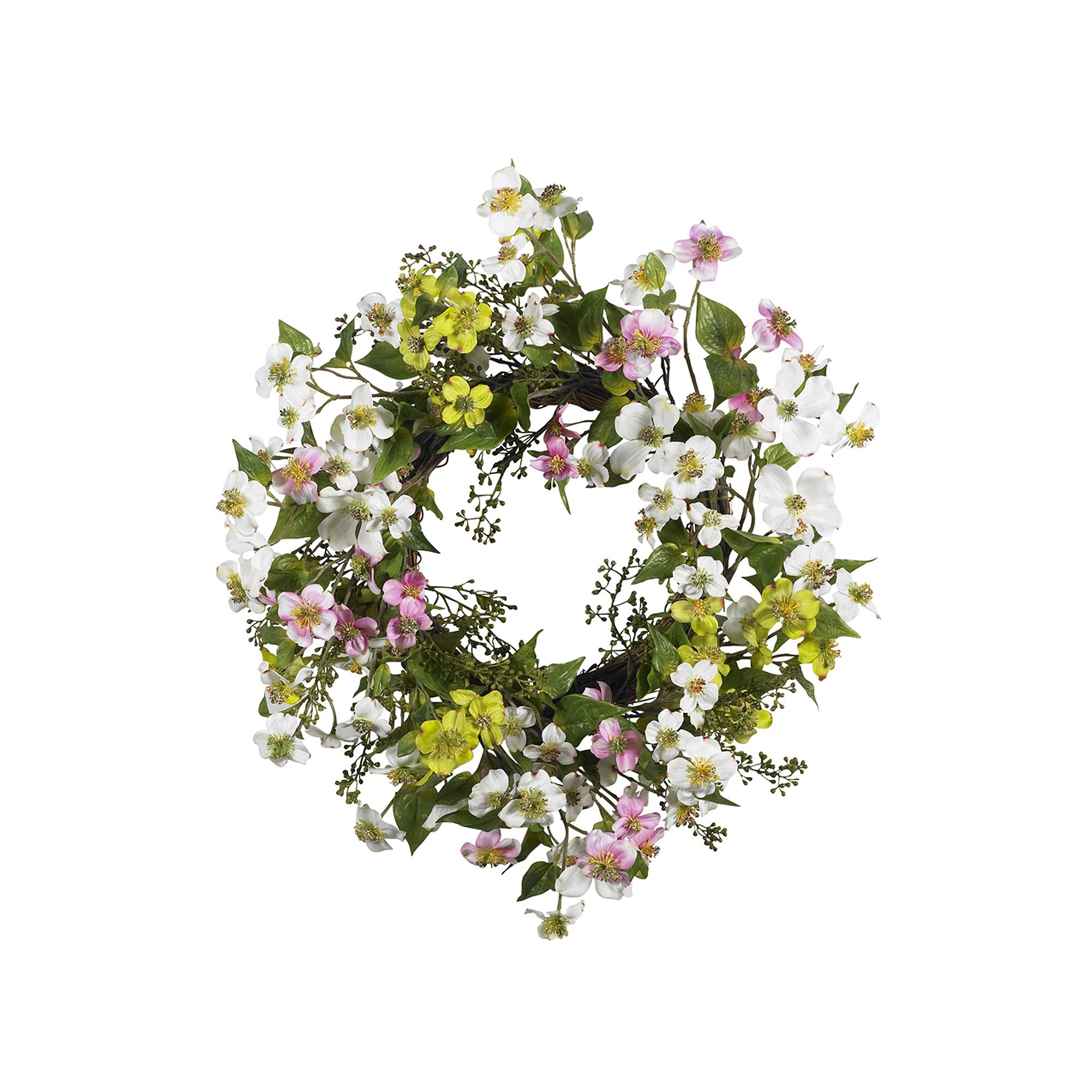 nearly natural Dogwood Floral Wreath, White