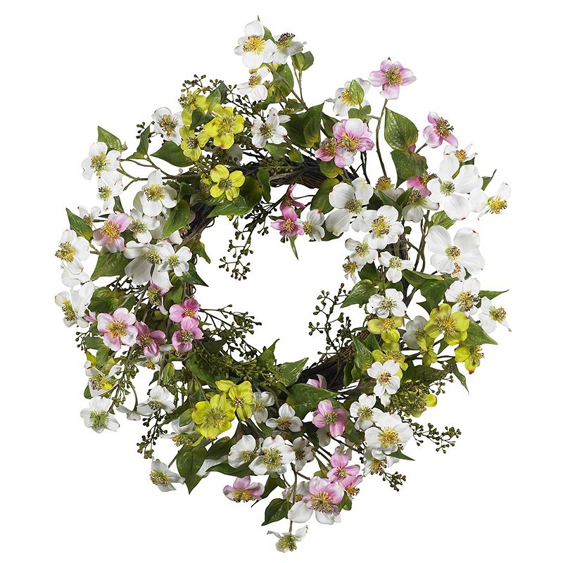 nearly natural Dogwood Floral Wreath, White