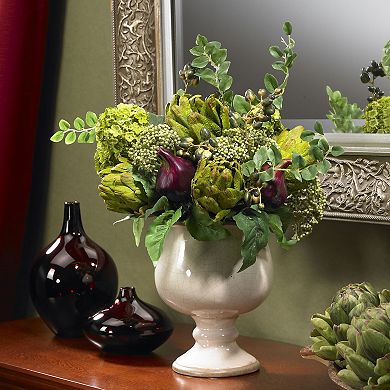 nearly natural Silk Artichoke and Hydrangea Arrangement