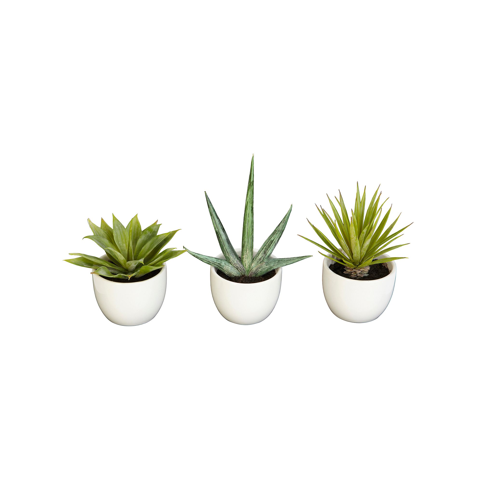 nearly natural Southwest Agave Artificial Plant 3-piece Set, Green