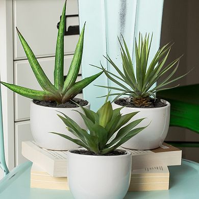 nearly natural Southwest Agave Artificial Plant 3-piece Set