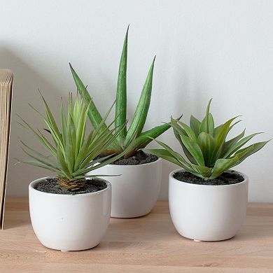 nearly natural Southwest Agave Artificial Plant 3-piece Set