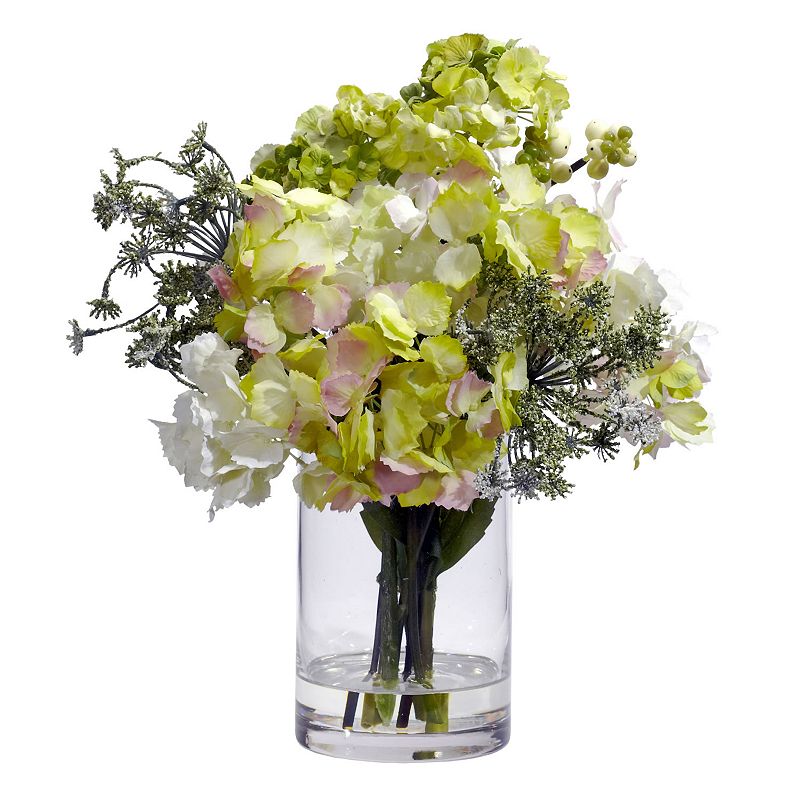 nearly natural Silk Hydrangea Floral Arrangement, White