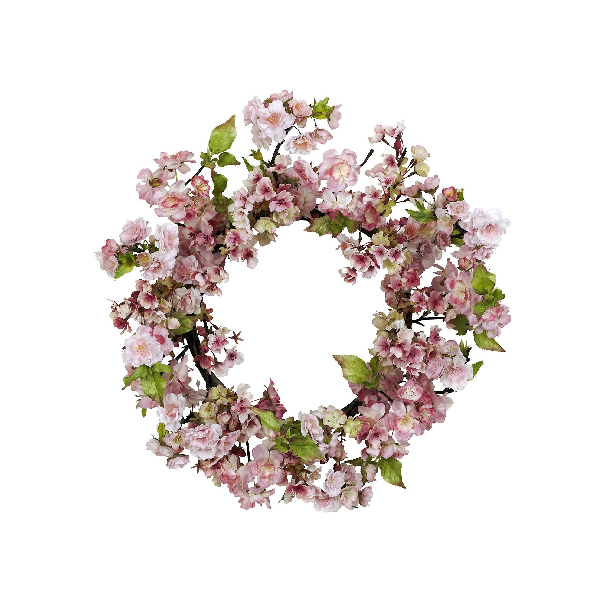 nearly natural 24-in. Silk Cherry Blossom Wreath, Pink