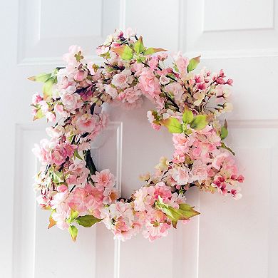 nearly natural 24-in. Silk Cherry Blossom Wreath