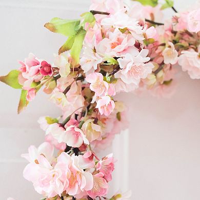 nearly natural 24-in. Silk Cherry Blossom Wreath