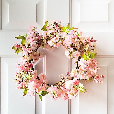 nearly natural 24-in. Silk Cherry Blossom Wreath