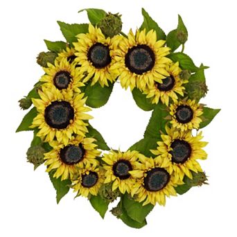 nearly natural 22 in Silk Sunflower Wreath