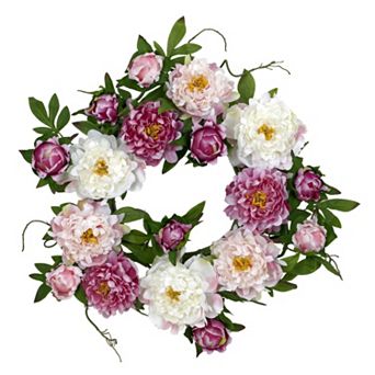 nearly natural 22 in Silk Peony Wreath