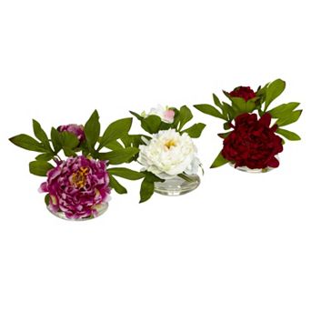 nearly natural 3 pc Silk Peony Flower Set