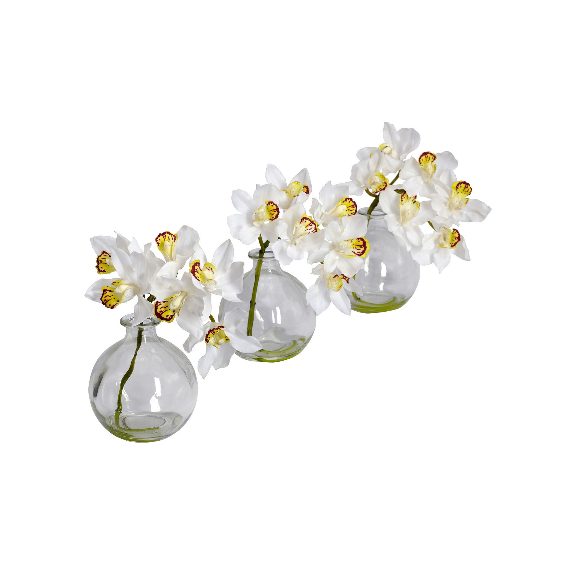 nearly natural 3-pc. Silk Cymbidium Flower Set, White