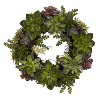 nearly natural 20 in Succulent Wreath