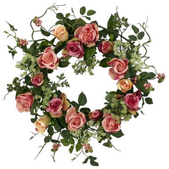 nearly natural 20 in Silk Rose Wreath