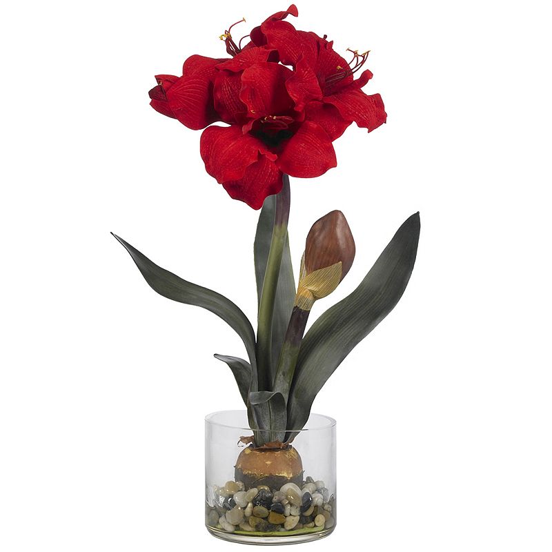 nearly natural Silk Amaryllis Floral Arrangement, Red